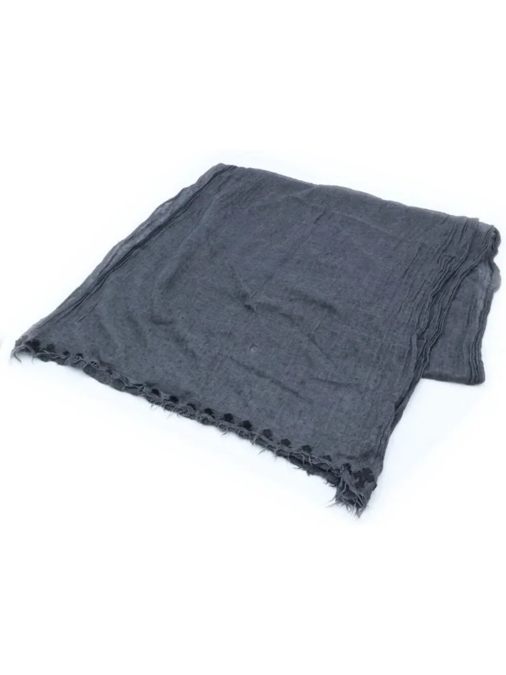 Chrome Hearts CH Stole Leather Cross Patch Fringe Shawl Gray Scarf